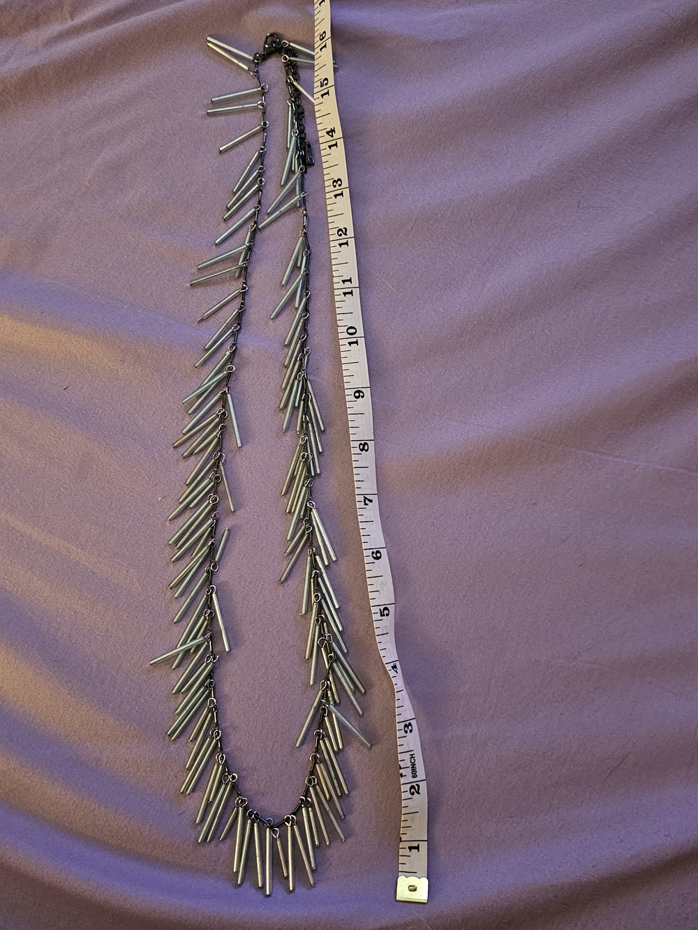 Light Blue Beaded Fringe Necklace